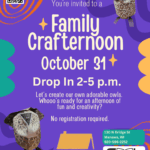 Poster with text and photos of an owl craft