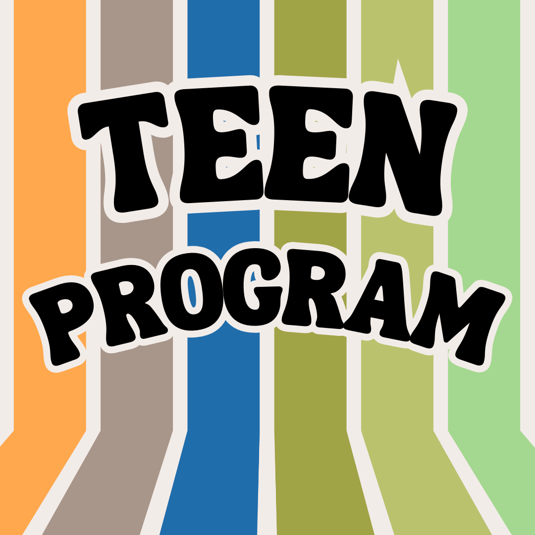 Text "Teen Program" on colored background