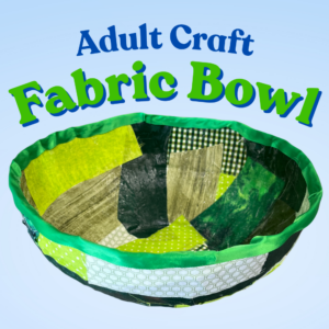 bowl made up of different green fabric strips