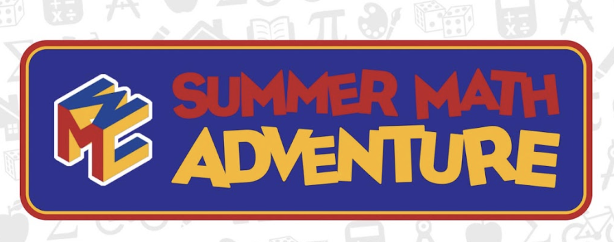 Banner with the text "SUMMER MATH ADVENTURE" and colorful geometric logo.